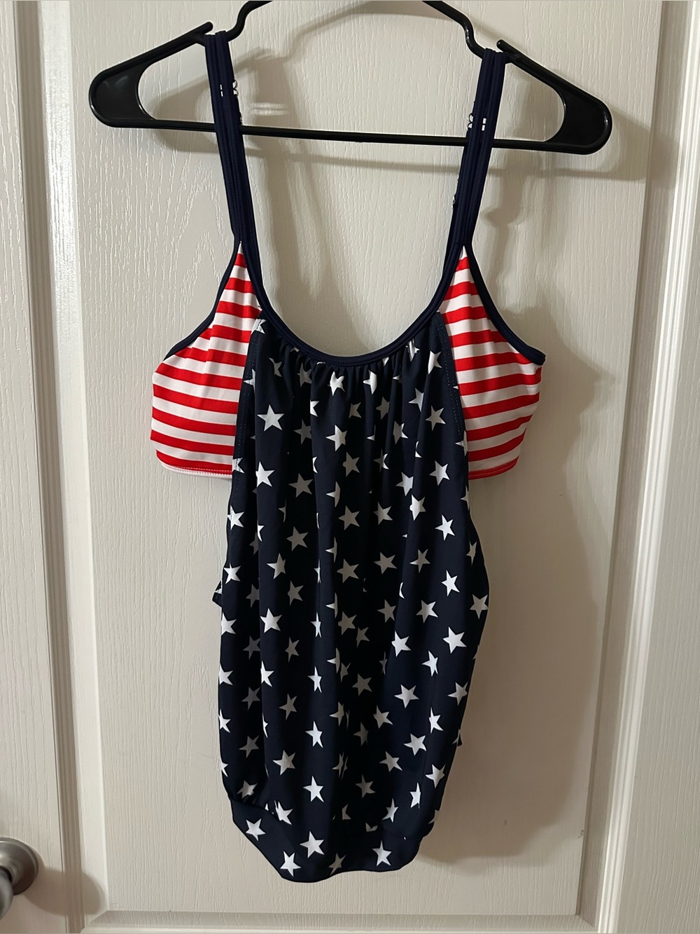 Patriotic Stars & Stripes Tankini Top - Red, Navy, White